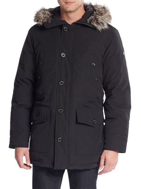 Michael Kors Mens Faux Fur Warm Parka Coat 